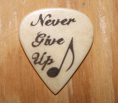 Never Give Up Hand Crafted Guitar Pick