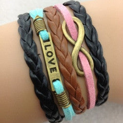 Braided Camo with Heart Leather Bracelet