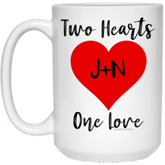 Personalized Two Hearts One Love Mug