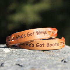 Boots and Wings Leather Bracelet