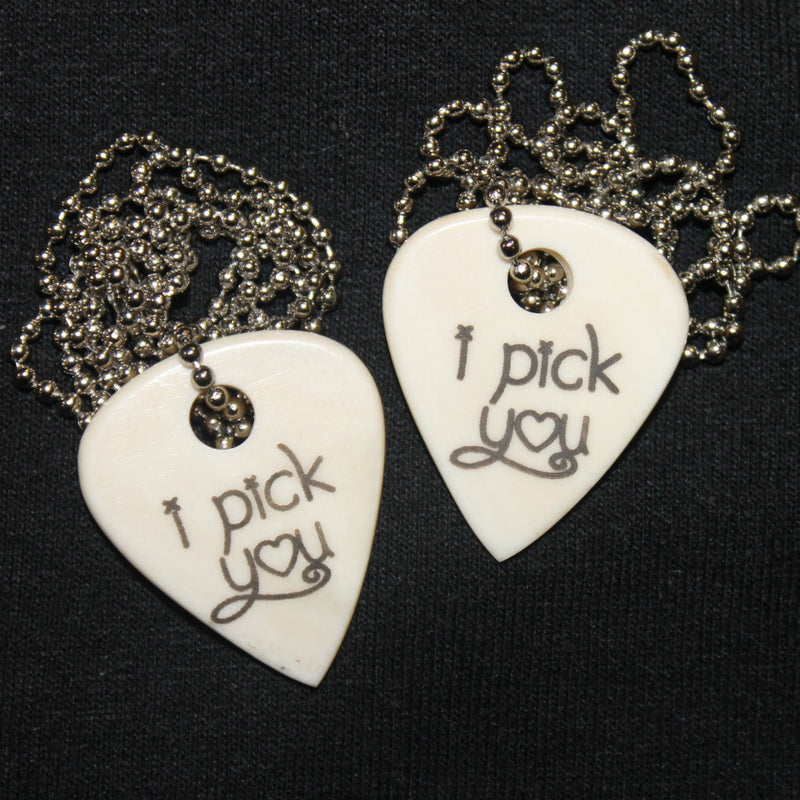 "I Pick You"  Hand Crafted Guitar Pick Necklace