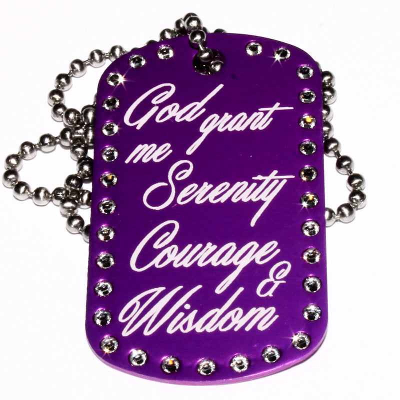Serenity Courage & Wisdom Dog Tag Necklace with Swarovski Crystals