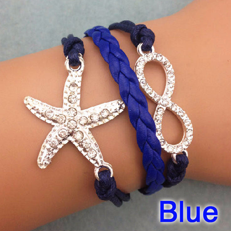 Navy Starfish Infinity Bracelet