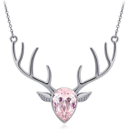 Pink Pendant Antler Necklace