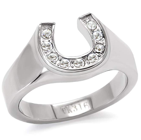 Stainless Steel Wide Band Horseshoe Ring