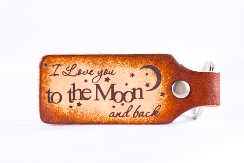 I Love You to the Moon and Back Custom Leather KeyChain