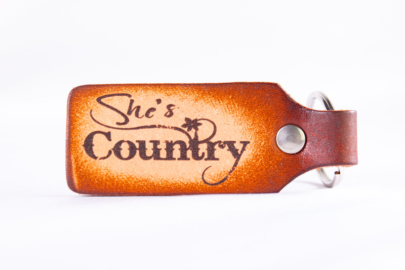 She's Country Custom Leather KeyChain