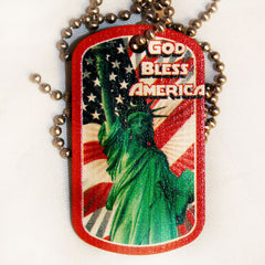 God Bless America Dog Tag  Necklace