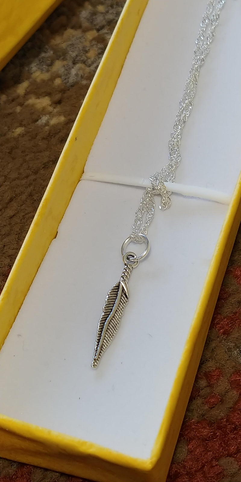 Six Shooter Heritage Feather Necklace Vintage Silver + FREE Matching Earrings