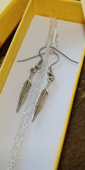 Six Shooter Heritage Feather Necklace Vintage Silver + FREE Matching Earrings