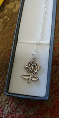 Six Shooter Heritage Rose Stem Necklace Vintage Silver - FREE Matching Earrings