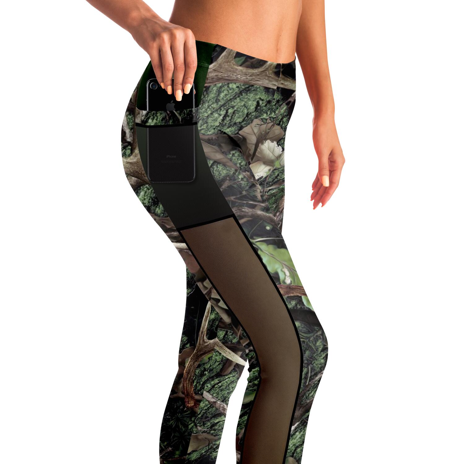 Time and Tru Ladies Womens Knit Leggings Green Camo Size XL 16-18