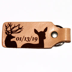 His Buck and Her Doe Personalized Custom Leather KeyChain