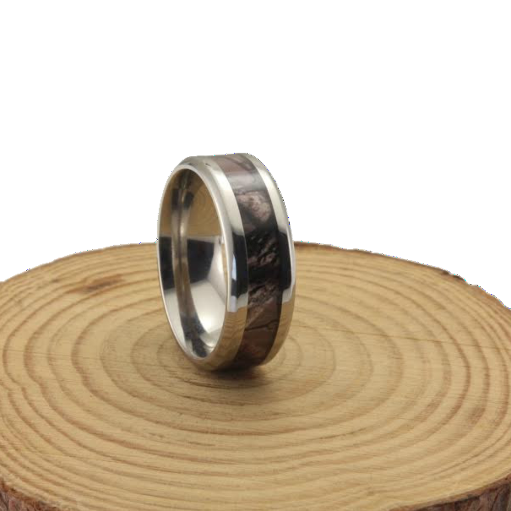 His Hers Wedding Ring Set Black Cz Sterling Silver and Camo Stainless Steel  - Edwin Earls Jewelry