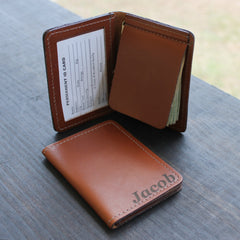 Custom Engraved Foldover Leather Money Clip