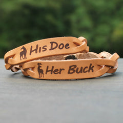 Her Buck His Doe Two Leather Bracelets