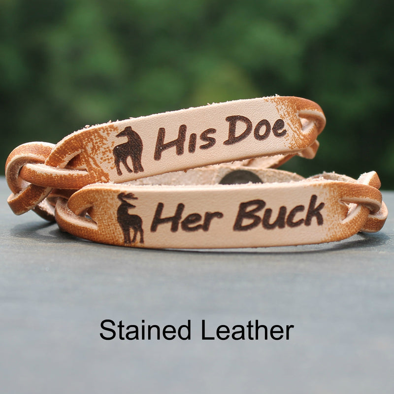 Her Buck His Doe Two Leather Bracelets