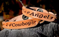Her Cowboy, His Angel Leather Bracelets