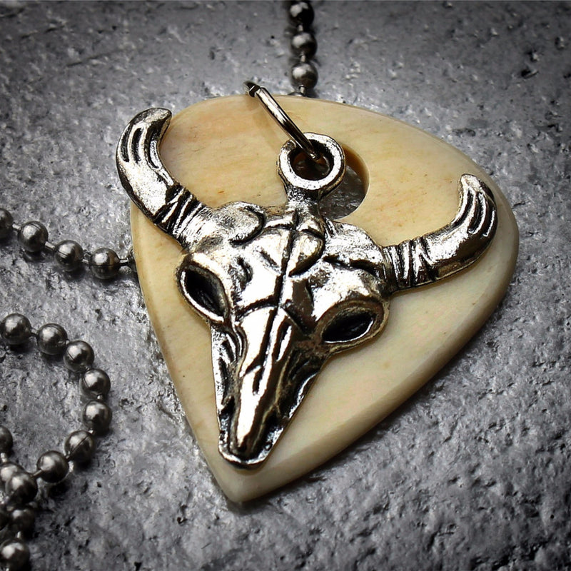 Longhorn Skull Hand Crafted Guitar Pick Necklace