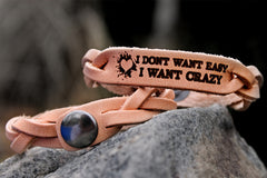 Crazy Not Easy Leather Bracelet