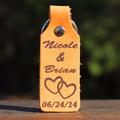Personalized Leather Keychain with Names & Date