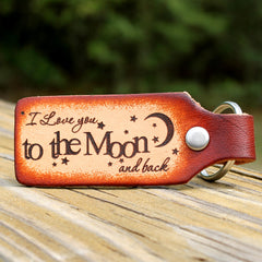 I Love You to the Moon and Back Custom Leather KeyChain