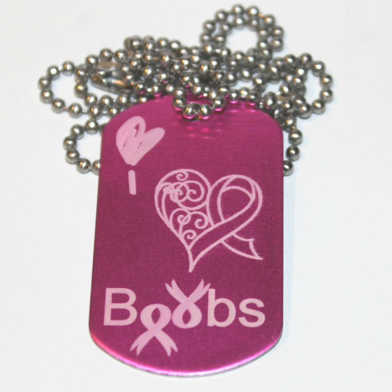 I Love Boobs Dog Tag Necklace