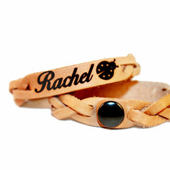 Custom Ladybug Name Leather Bracelet