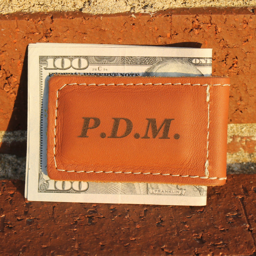 Custom Engraved Leather Money Clip Six Shooter Gifts