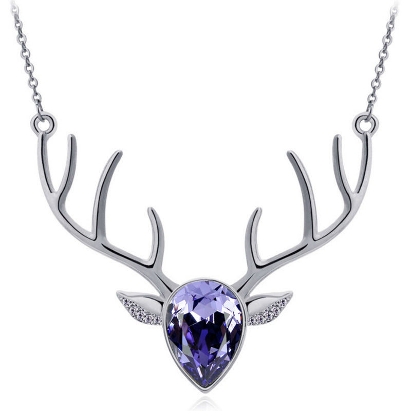 Purple Pendant Antler Necklace