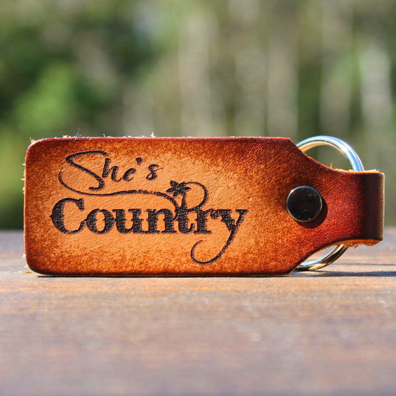 She's Country Custom Leather KeyChain