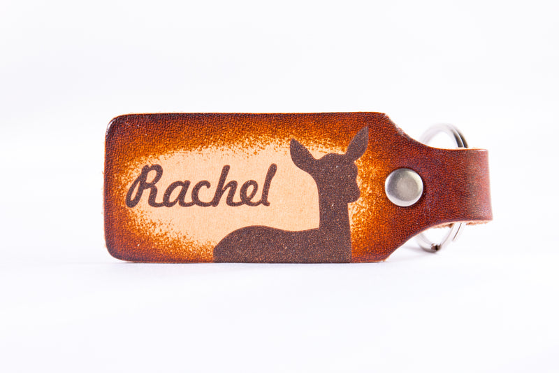 His Buck and Her Doe Personalized Custom Leather KeyChain Set