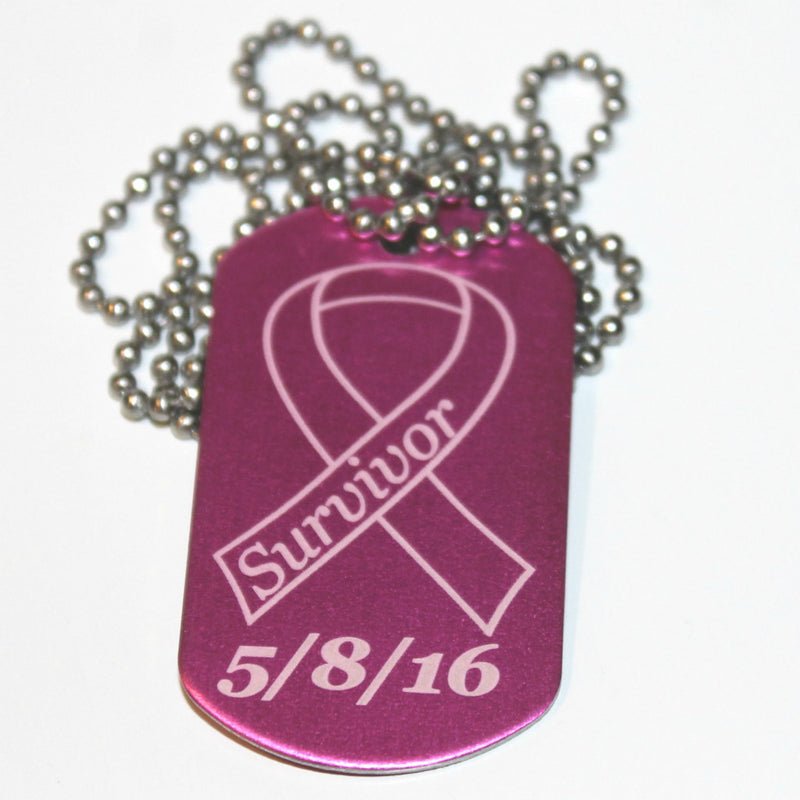 Breast Cancer Survivor Dog Tag Necklace