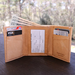 Custom Engraved Premium Leather Tri-Fold Wallet
