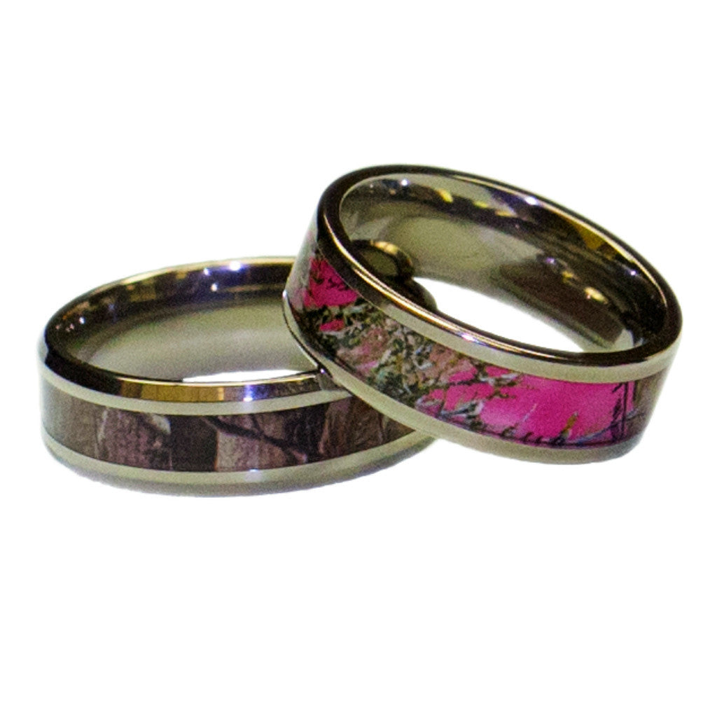 Camo Wedding Ring with Deer Antler Inlay - Jewelry by Johan