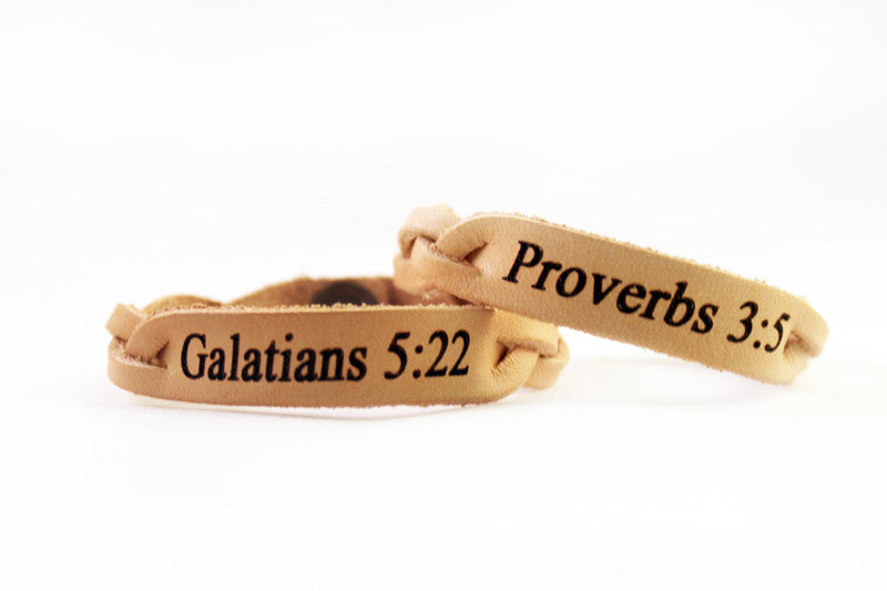 Faith Bible Verse Hand Crafted Leather Bracelet