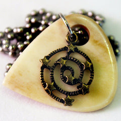 Galaxy Hand Crafted Cow Bone Guitar Pick Necklace