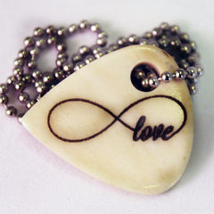 Infinity Love Hand Crafted Cow Bone Guitar Pick Necklace