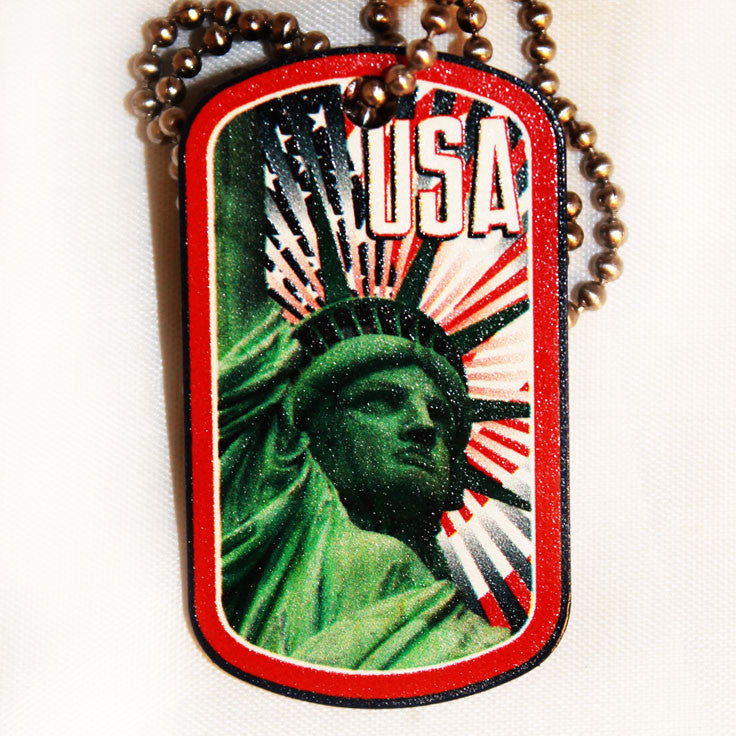 USA Lady Liberty dog tag Necklace